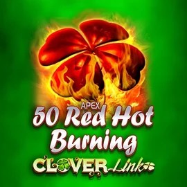 50 Red Hot Burning Clover Links casino game by Novomatic – featured logo at Rocket Riches Casino