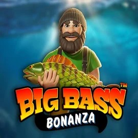 Slots logo of Big Bass Bonanza from Pragmatic Play at Rocket Riches Casino